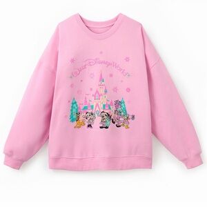 Disney Pink Sweatshirt with Castle and Characters